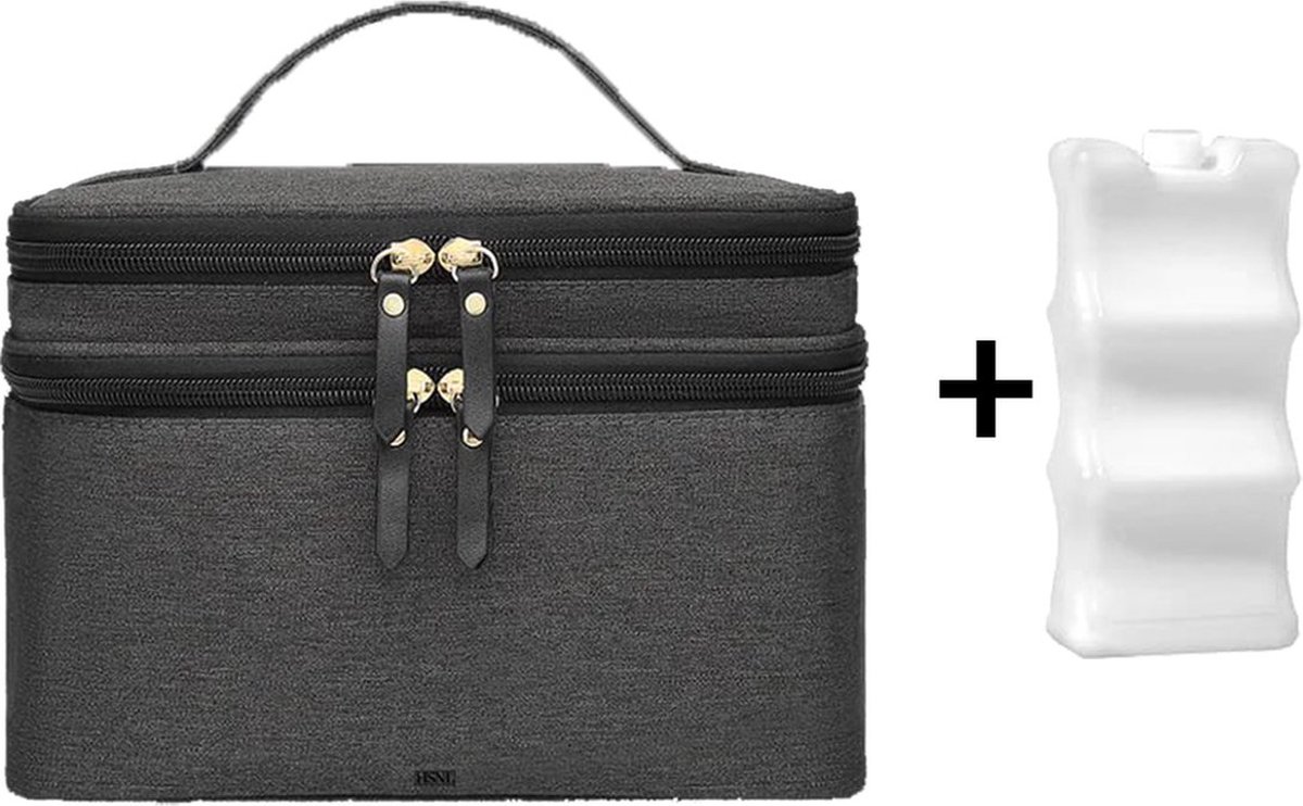 HSNL® Luxe Kolftas - Kolftas Borstvoeding - Koeltas - Inclusief Koelelement - Kraamcadeau - Grijs