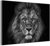 Décoration murale Métal - Aluminium Peinture Industrielle - Lion - Animaux - Zwart - Wit - 180x120 cm - Dibond - Photo sur aluminium - Décoration murale industrielle - Pour le salon / chambre