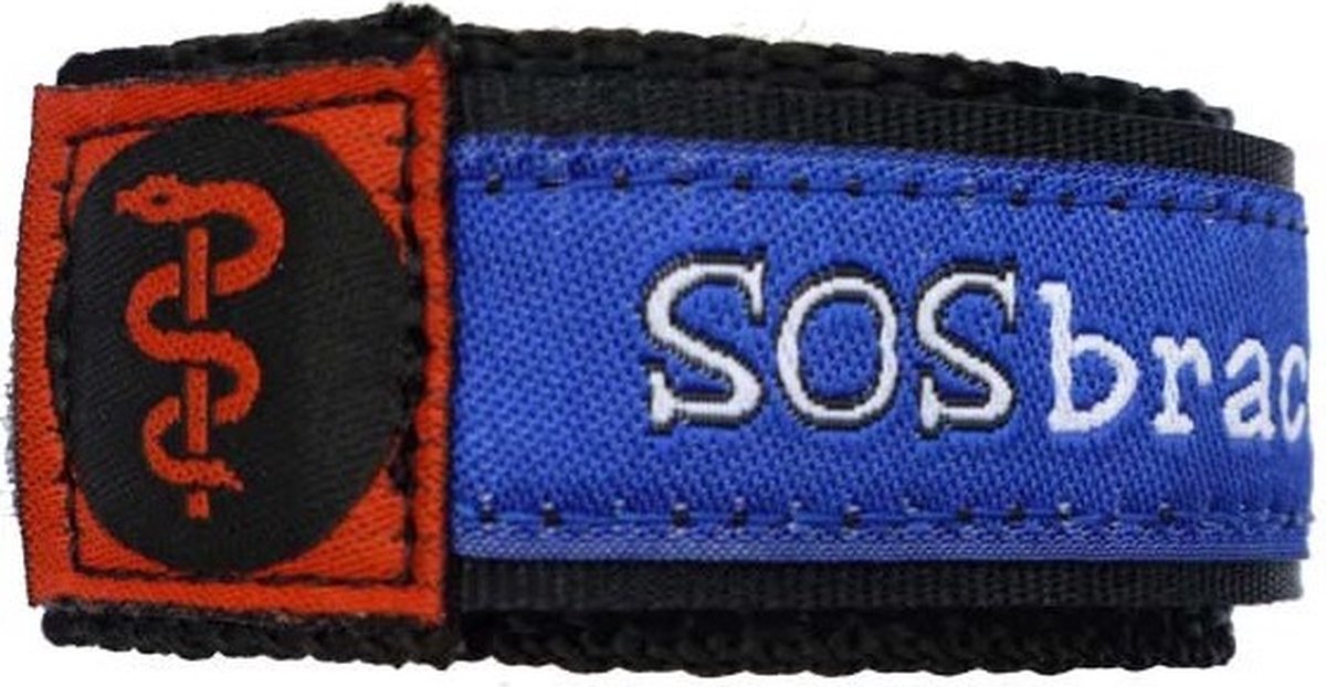 SOSbracelet medisch blauw (Medium) SOS armband ( 9 tot 12 jaar)