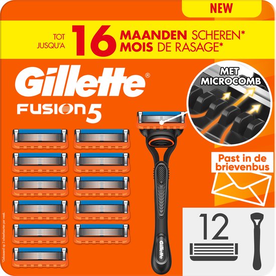 Gillette Fusion5 Scheermes voor Mannen - 1 Gillette Handvat + 12 Scheermesjes - Brievenbusverpakking