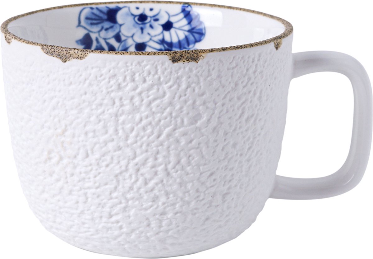 Blauw Bloesem Mok met oor -
