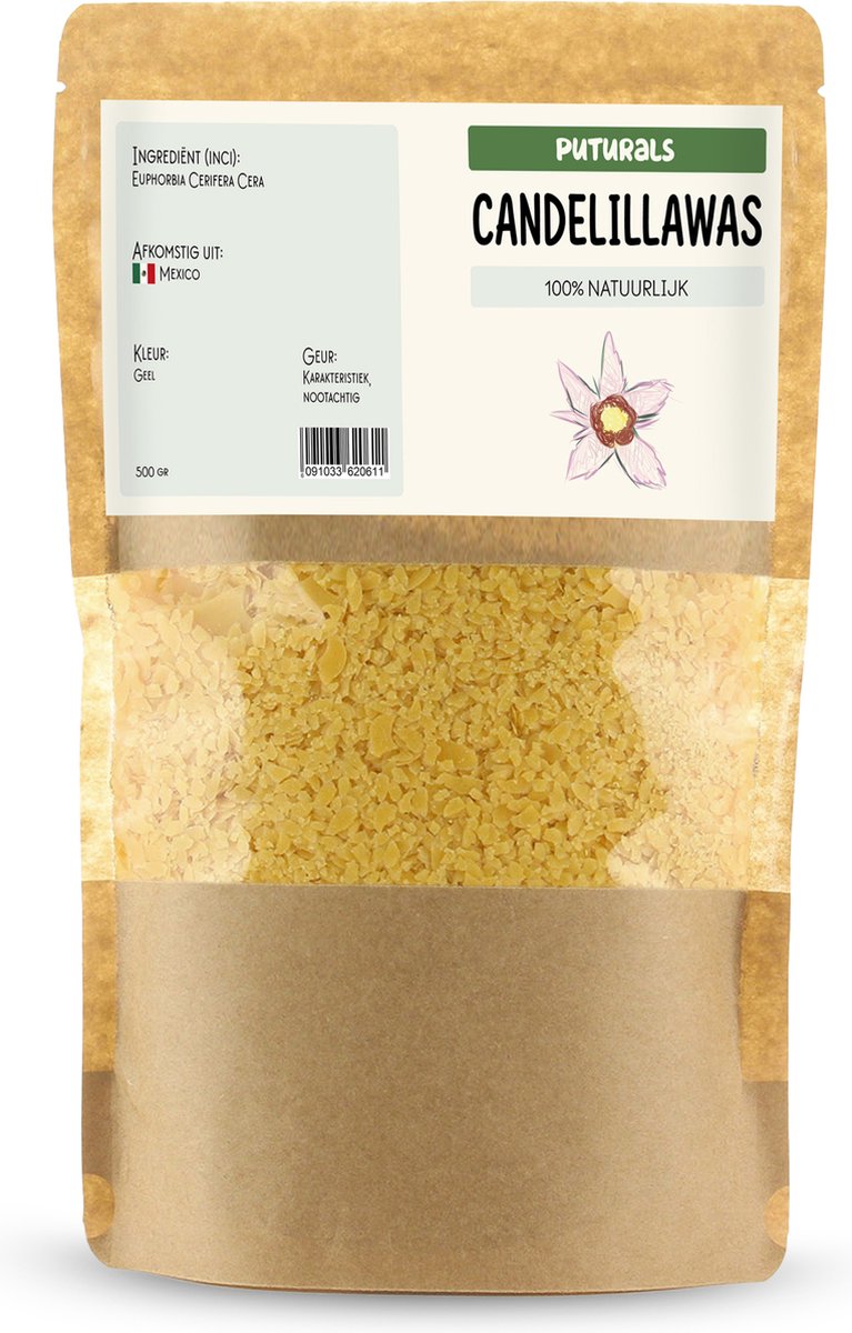 Goedkoopste Candelillawas 100 Plantaardig & Puur - 500gr - Geschikt voor Huid en Haar - Candelillawas heeft Hydraterende en Beschermende eigenschappen - Gebruik om Zelf Kaars of Lippenbalsem te Maken - Puur en Plantaardig Candelilla Wax