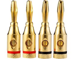 DEGG® - Banaanstekker voor luidsprekerkabel - Gold plated - Vergulde pluggen - 4mm - Luidsprekerstekker - 4 STUK(S)