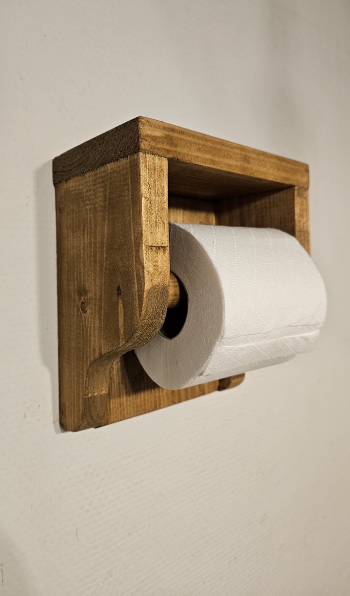 Houten toiletrolhouder in verschillende kleuren verkrijgbaar