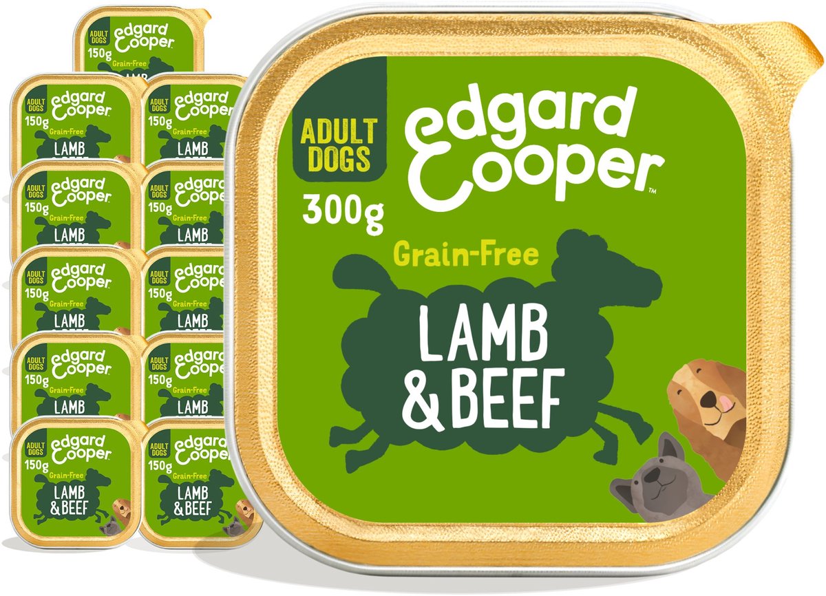 18x Edgard&Cooper Kuipje Vers Vlees Hondenvoer Lam - Rund 300 gr