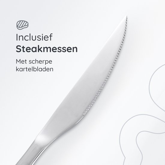 Ménagère Deleca Essential pour 12 personnes (72 pièces) - Cuillères, Couteaux, Fourchettes, Couteaux à steak et fourchettes à pâtisserie - Passe au lave-vaisselle - Argent brillant / Acier inoxydable