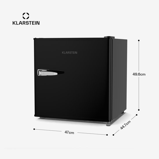Klarstein Mini-Koelkast Irene 46L retro - Stil 37 dB, Verstelbare Thermostaat, Energiezuinig, Kleine Koelkast voor Slaapkamer en Kantoor, Zwart - voor Studentenkamer - Compact - Mini Fridge - Hotelkoelkast - Compact Koelkast van Klarstein — afbeelding 5