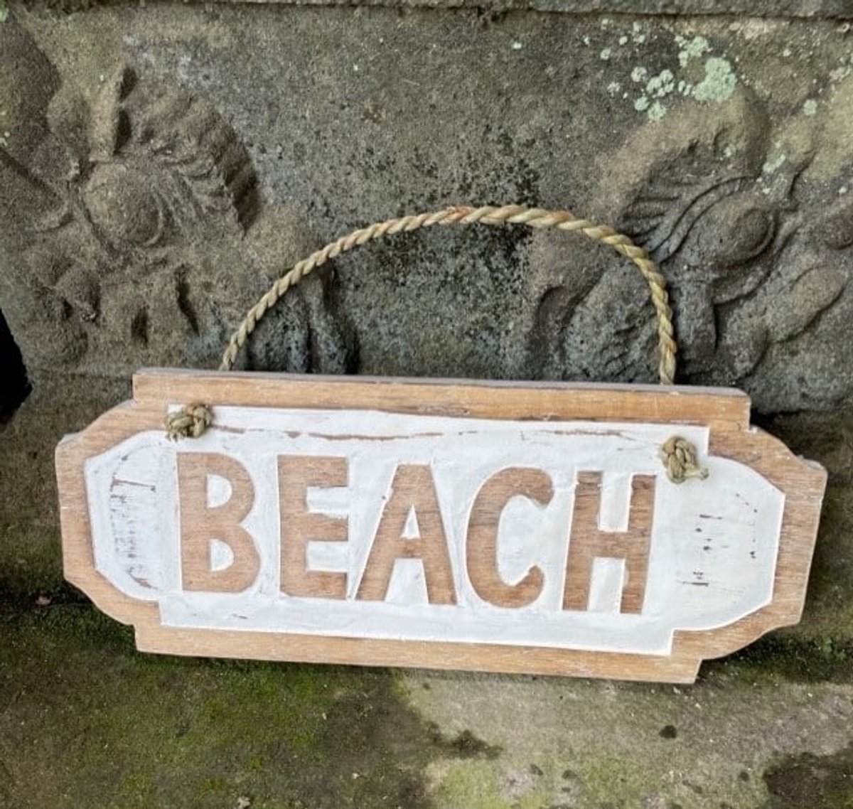 Tekstbord Beach wit/natural 30 cm