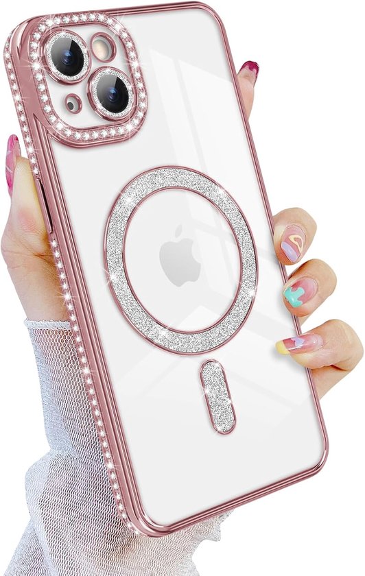 Coque de téléphone Diamant compatible Magsafe avec Protection d'appareil photo pour iPhone 15 - FuturiQ - Rose