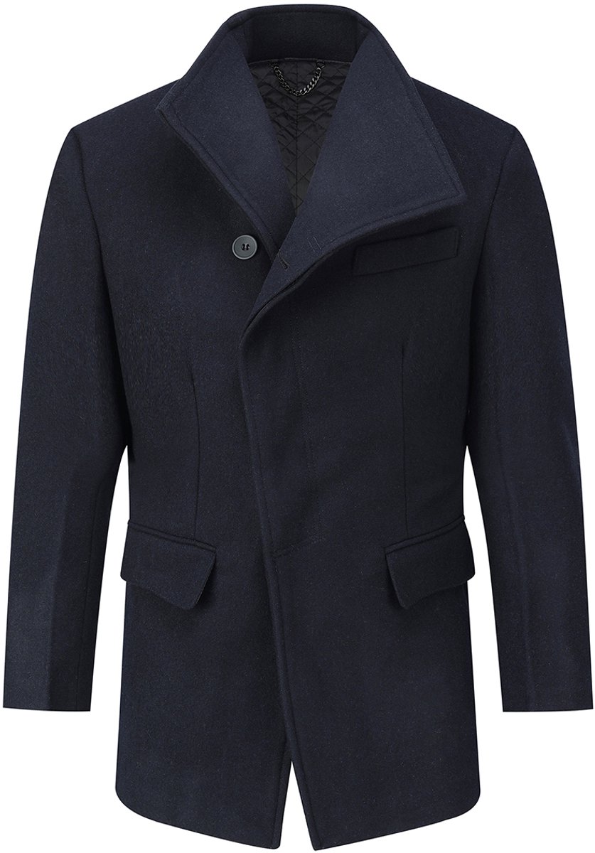 ALLTHEMEN Heren Lange Mantel Wollen Winterjas - Slim Fit Jas - S