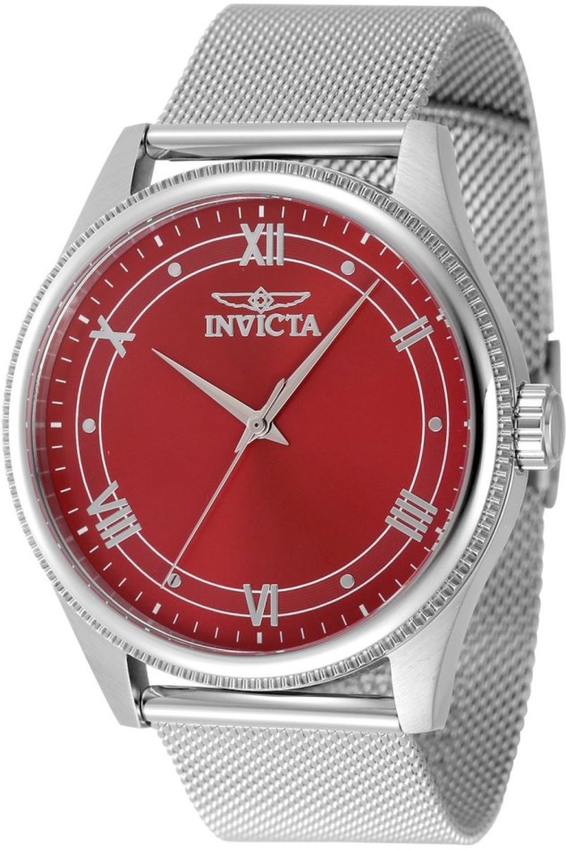 Invicta Celestial 48484 Heren Horloge - Waterdicht - Analoog - Quartz Uurwerk - Roestvrij Staal met rode Wijzerplaat - 43mm