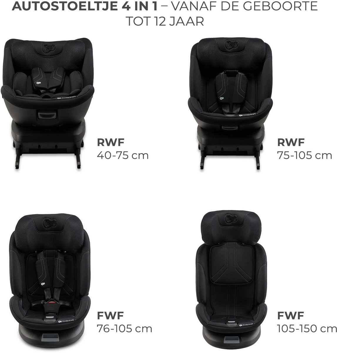 Kinderkraft XPEDITION 3 i-Size - Autostoel – 40-150 cm – Met Isofix – Groep 0/1/2 – Zwart thumbnail 5