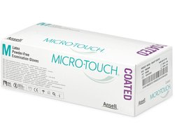 Ansell Medical 553304 MICRO-TOUCH Coated Onderzoekshandschoen, natuurlijk rubberlatex, poedervrij, niet sterieler, beige, Small, beige, 100