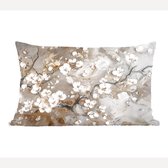 Coussins décoratifs - Oreillers de salon - 50 x 30 cm - Fleurs - Wit - Or - Beige - Luxe