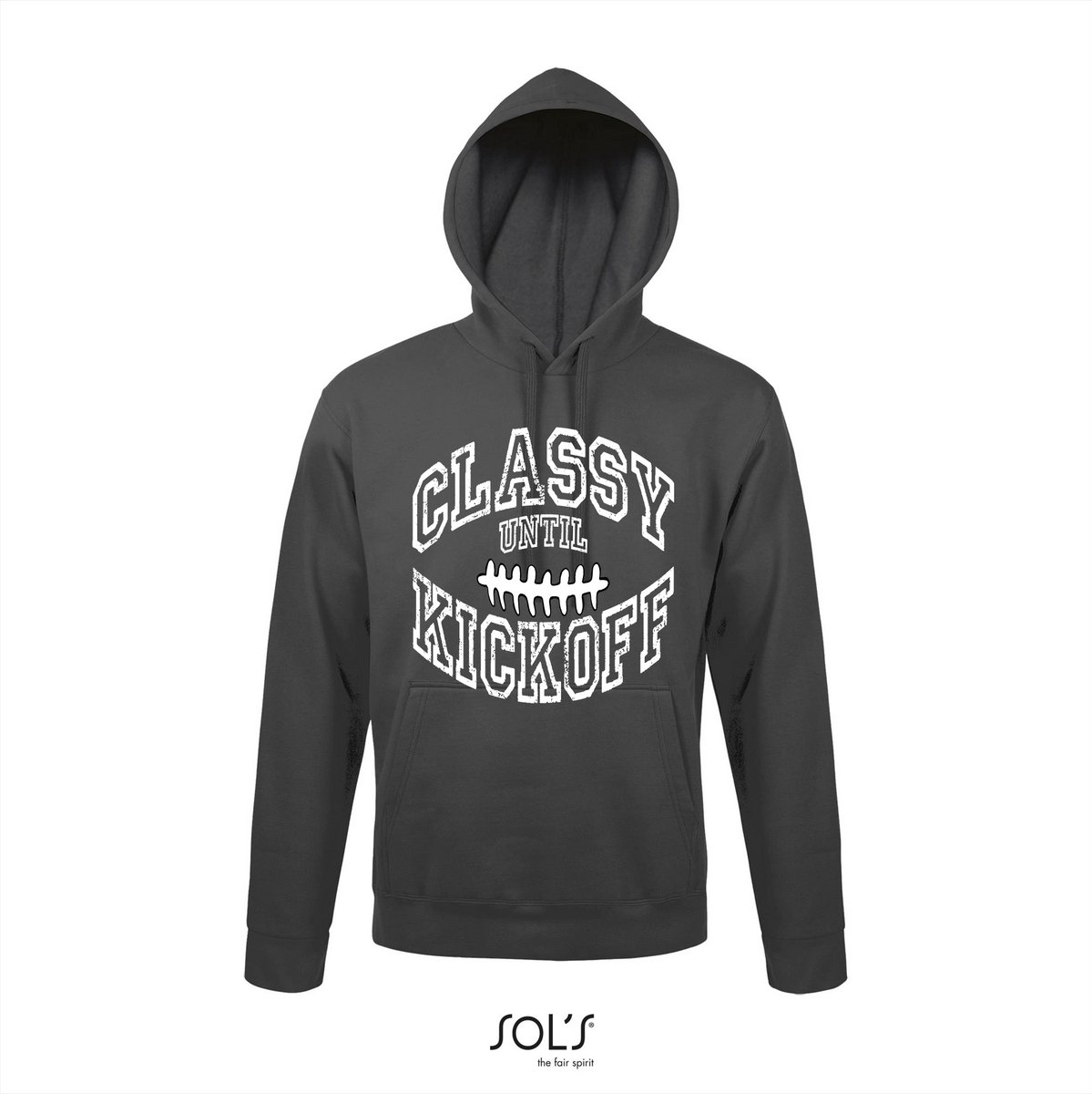 Hoodie 3-161 Classy until Kickoff - Dgrijs, M