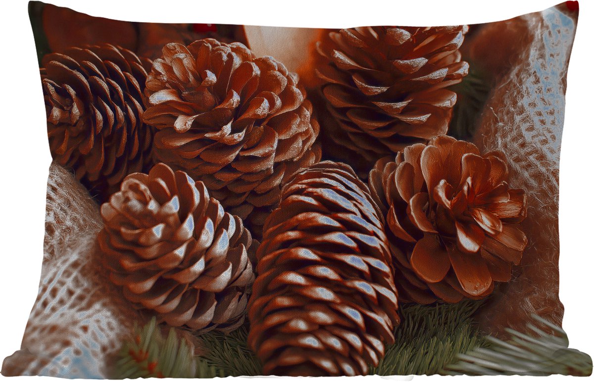 Buitenkussens - Tuin - Dennenappels - Boom - Winter - Natuur - Bruin - 50x30 cm