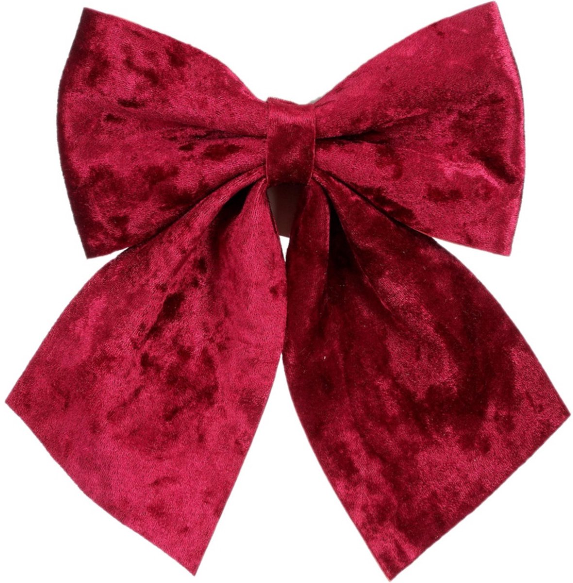 House of Seasons Kerst strik ornament - donkerrood - 20 x 24 cm - polyester fluweel - kerststrik