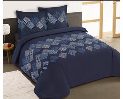 VISION Nora Dekbedovertrekset - 100% katoen: zacht en soepel - Tweepersoons - Dekbedovertrek 200 x 200 cm met 2 bijhorende slopen - Blauw - Oekotex gecertificeerd