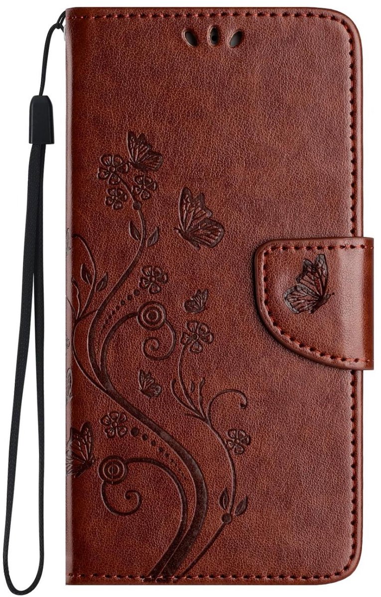 Mobigear Telefoonhoesje geschikt voor Samsung Galaxy A56 Hoesje | Mobigear Flowers Bookcase Portemonnee | Pasjeshouder voor 2 Pasjes | Telefoonhoesje voor Pinpas / OV Kaart / Rijbewijs - Bruin