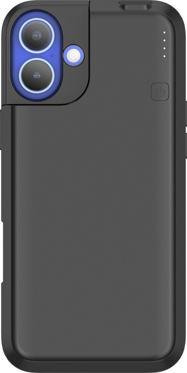 Geschikt voor Apple iPhone 16 Plus - Distinction powerbank telefoonhoesje - Batterij hoesje-Battery Case - Accuhoesje - 8.000 mAh - Zwart - Tevens ideaal voor in je noodpakket