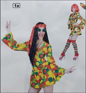 Robe de carnaval hippie rouge/jaune/vert taille M - party à thème défilé de carnaval amusante