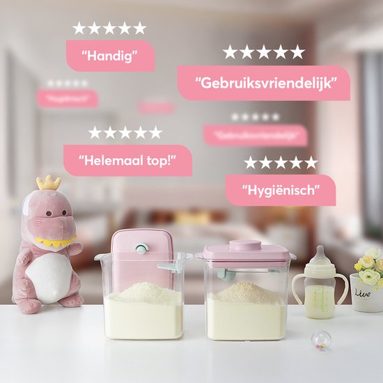 ANKOU 1000 Melkpoeder bewaarbus kleur: roze - Melkpoeder doseerdoos - Babyvoeding opslag - Melkpoeder dispenser| Babyvoeding opslag |voorraad pot met vacuüm deksel inclusief maatschep (5gram poeder) babyvoeding bewaarbox van ANKOU — afbeelding 5