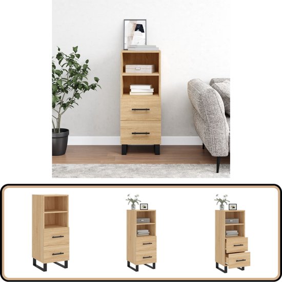 Zwarte eikenhouten dressoir 34,5 x 34 x 90 cm, bewerkt hout