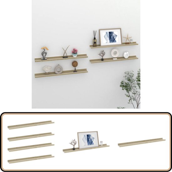 vidaXL Wandschappen 4 st 60x40x1,5 cm bewerkt hout wit