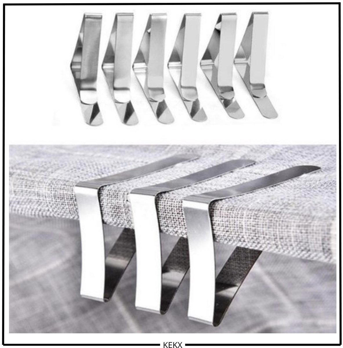 KEKX | Tafelkleed klemmen | 8 stuks | RVS | Tafelkleed gewichtjes | Tafellaken klem | Tafelkleed houder