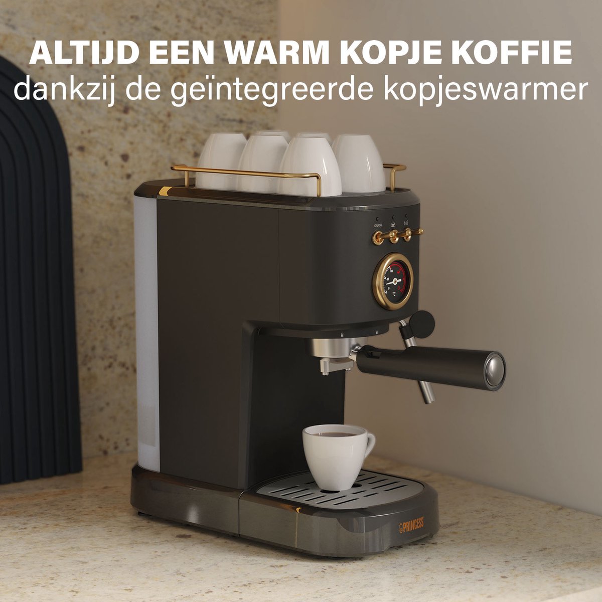 G3 Ferrari Tiffany G10189 Espressomachine, 15 bar, kopjeswarmer, compatibel met koffiepads en koffiepoeder, stand-by en slaapfunctie, cappuccinator, 3 roestvrijstalen filters, tank 1 l
