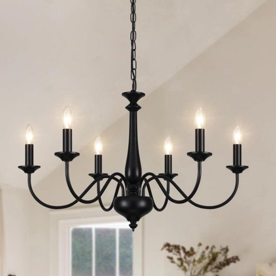 RuiRfh Hanglamp Gewei E14 Retro Industriële Stijl Hanglamp Hars Ijzer Lampenkap 6 Lampen In Hoogte Verstelbare Hanglamp Eetkamer Woonkamer Café Keuken Bar Plafondlamp Kroonluchter (Size : 6 heads