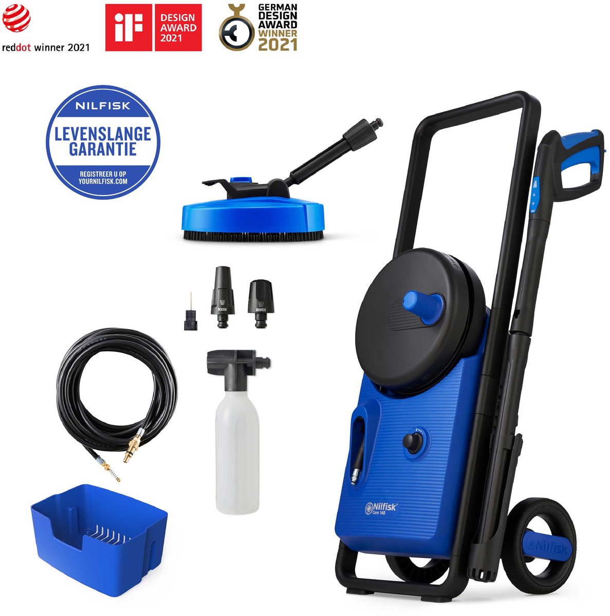 Bol.com Nilfisk Core 140-8 InHand PowerControl – Krachtige hogedrukreiniger met 140 bar, metalen pomp, Ultra Torque-motor, Power... aanbieding