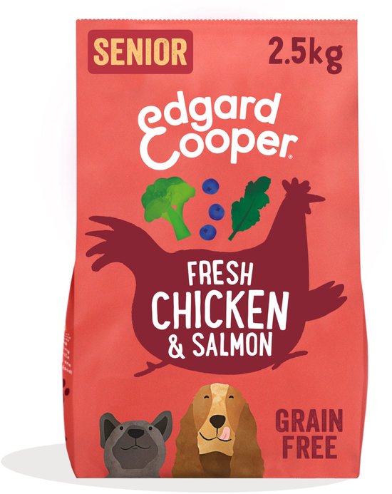 Edgard & Cooper Free-Run Chicken Senior Kip&Zalm&Broccoli - Hondenvoer - 2.5 kg Graanvrij