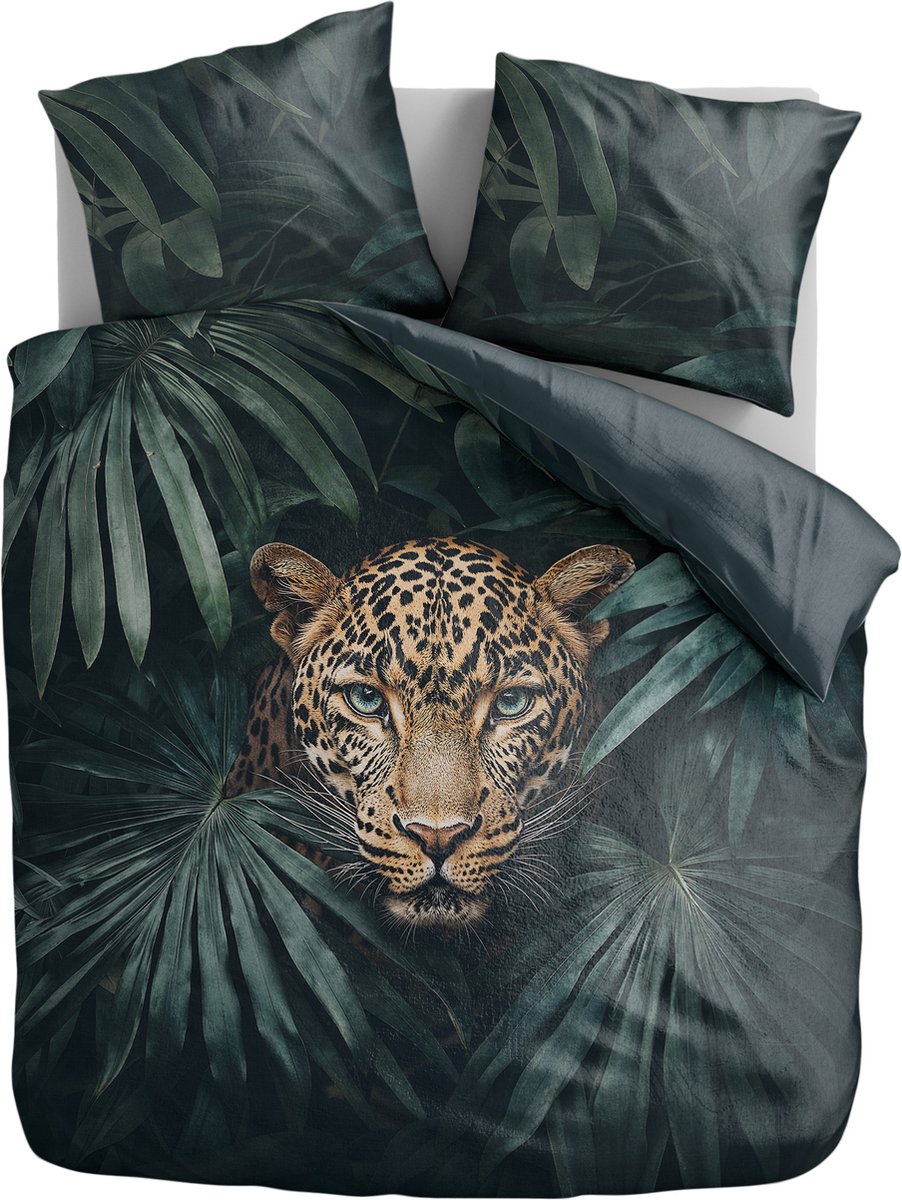 Zydante Dekbedovertrek Set 140x200/220cm – Dekbedhoes met Print – met 1 Kussensloop - Jungle Majesty Leopard