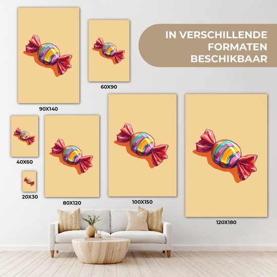 Tableau sur toile 80x120 cm - Décoration murale Jaune - Snoep - Couleur - Décoration murale murale salon - Décoration chambre - Accessoires chambre - Peintures sur toile