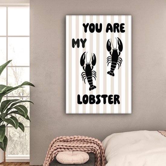 Tableau sur toile 80x120 cm - Décoration murale Homard - Beige - Minimaliste - Décoration murale salon - Décoration chambre - Accessoires chambre - Peintures sur toile