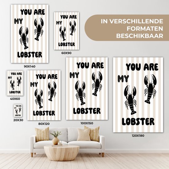 Tableau sur toile 80x120 cm - Décoration murale Homard - Beige - Minimaliste - Décoration murale salon - Décoration chambre - Accessoires chambre - Peintures sur toile