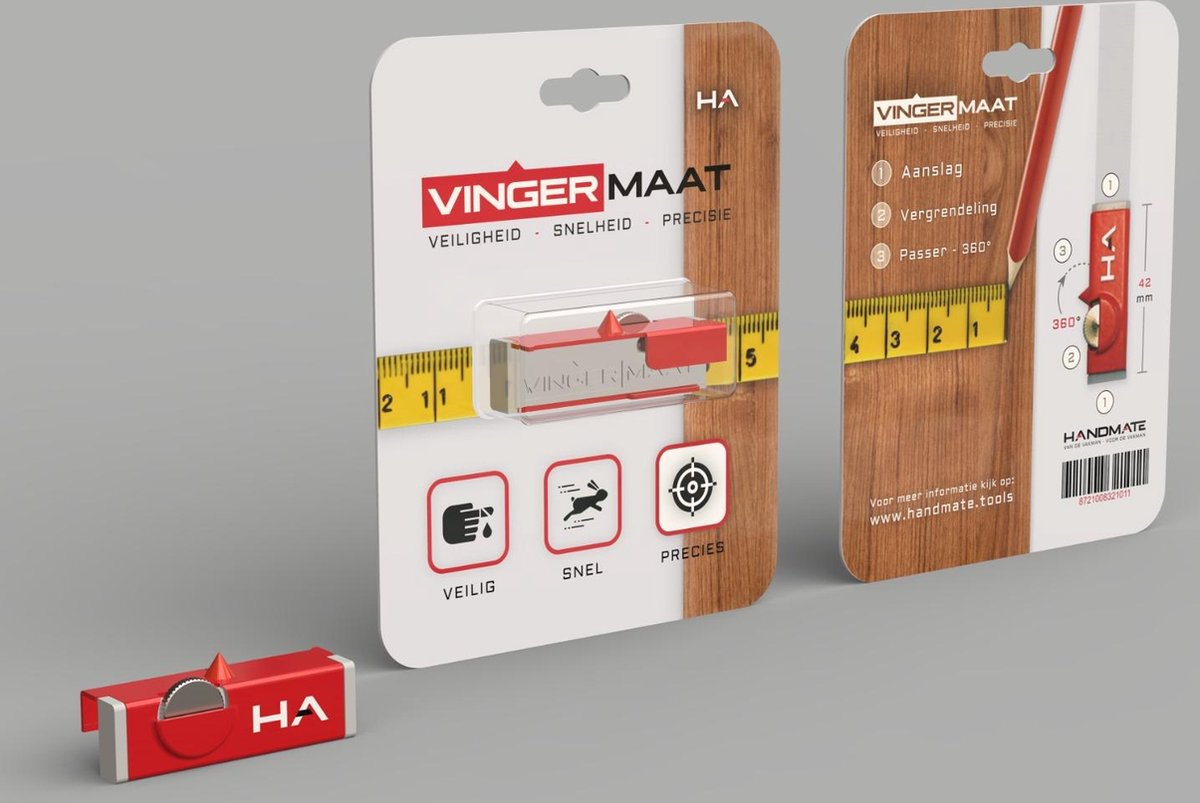 Vingermaat - HANDMATE - Meet Hulp - Veiligheidsbescherming voor Duimstok - 1 Stuk