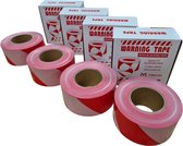4 stuks - Afzetlint rood wit 500 meter - 28 micron - Afzetlinten - hoogwaardige kwaliteit - Mexxo