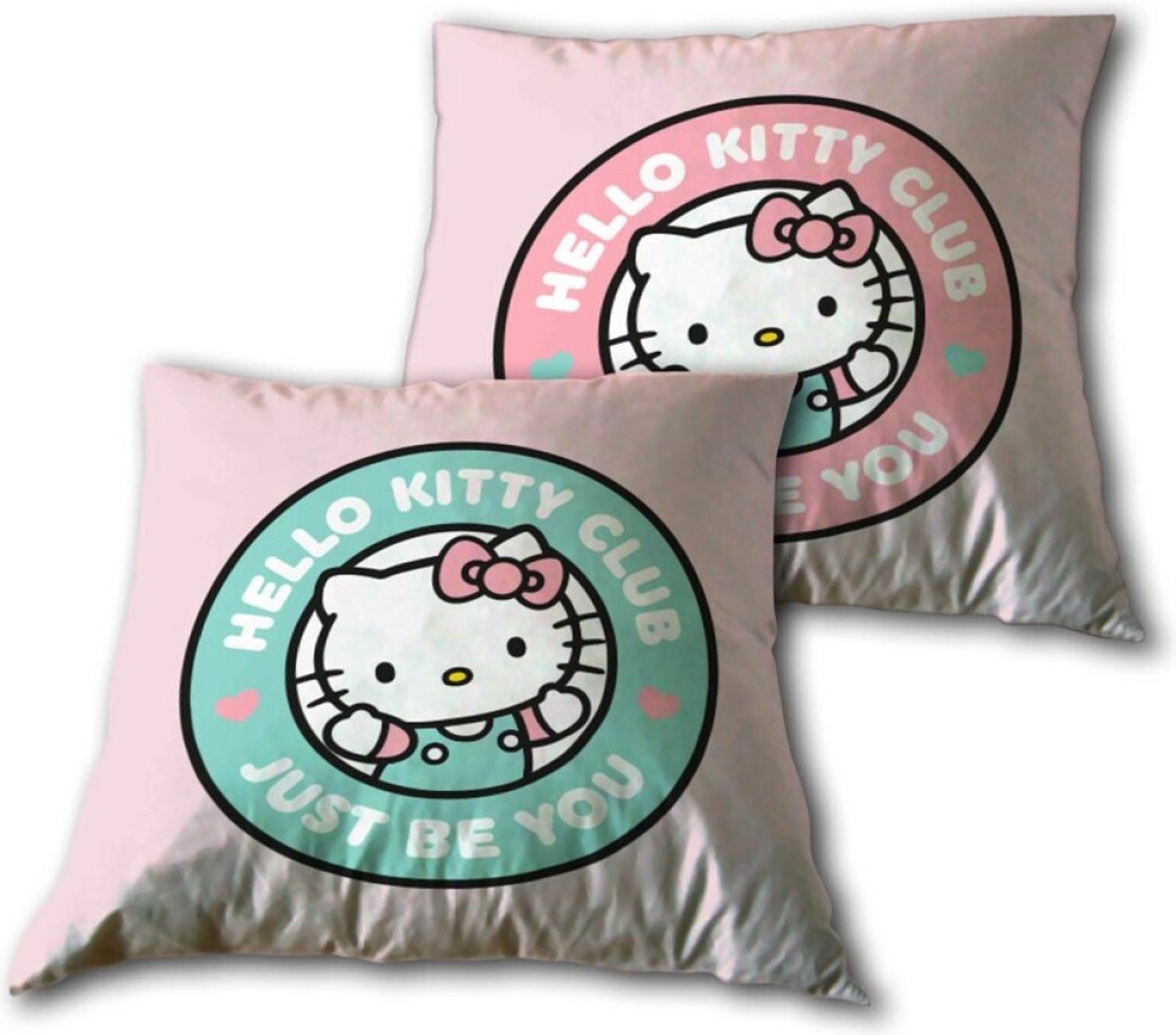 Hello Kitty Club kussen, decoratief kussen 40x40 cm Velours roze