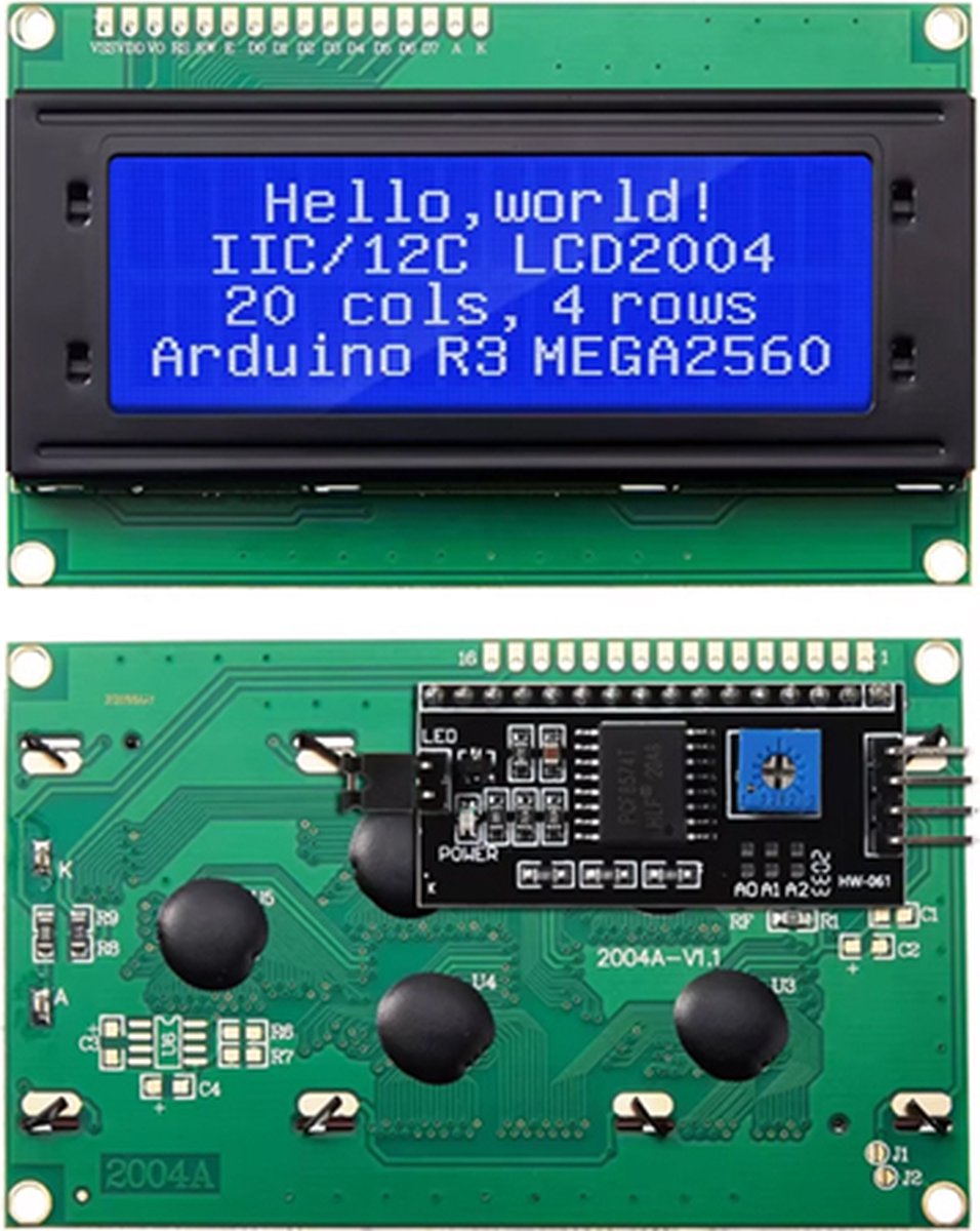 2004A LCD Blauw backlight met I2C voorgesoldeerd - geschikt voor Arduino