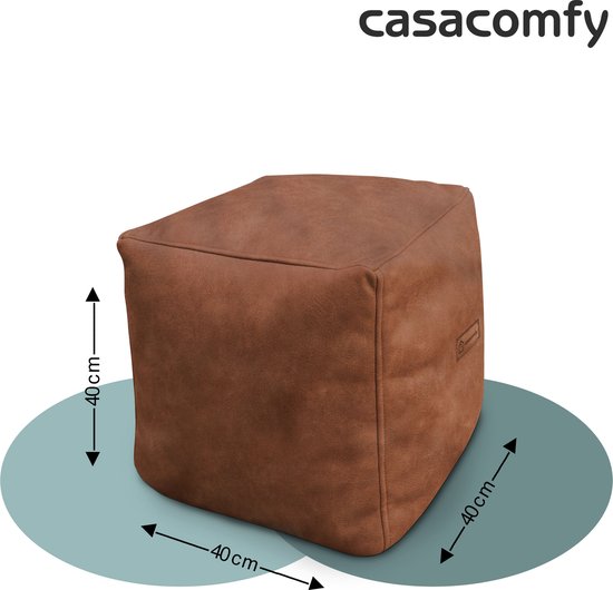 Casacomfy ModiBox – Pouf Carré – Caramel Latte – Repose-pieds – Aspect Cuir