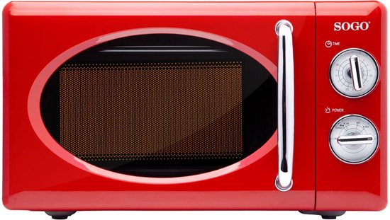 SOGO Retro Magnetron Vrijstaand - 20 liter - Met Timer en Ontdooifunctie - 5 Vermogensstanden - 700 watt - Rood
