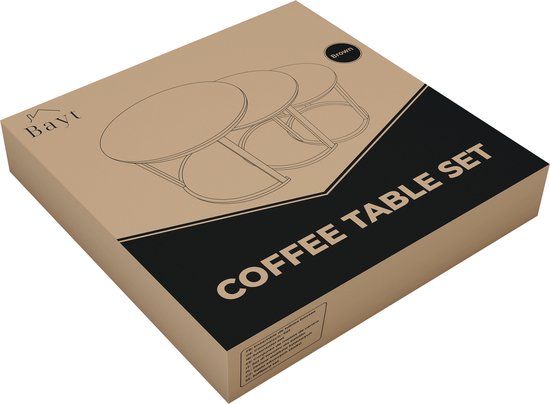 Bayt Salontafel set - Ronde Salon tafel - Set 3 stuks - Bijzettafel | bol