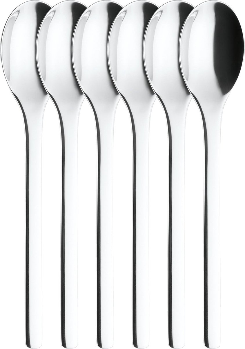 Candala ONE Extra espressolepel, 11 cm, roestvrij staal, gepolijst, zilver, 6 stuks
