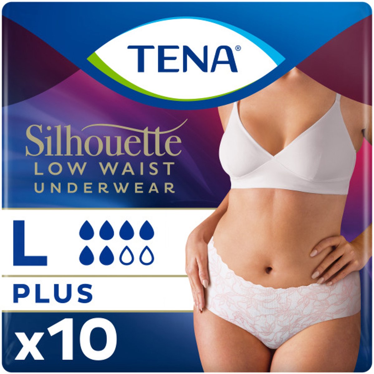 Goedkoopste Voordeelverpakking 4 X TENA Silhouette Plus Blanc - Lage Taille - Large, 40 broekjes (780122