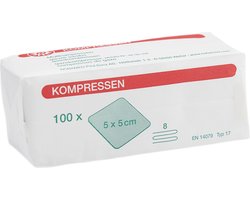 Nobatop - Katoenen gaaskompres 8-laags - 5x5 cm - 100 stuks - niet steriel