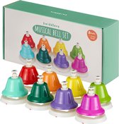 THE TWIDDLERS Set de 8 cloches à main - Cloches de musique colorées avec recueil de chansons - Idéales pour que les Enfants développent leurs compétences musicales
