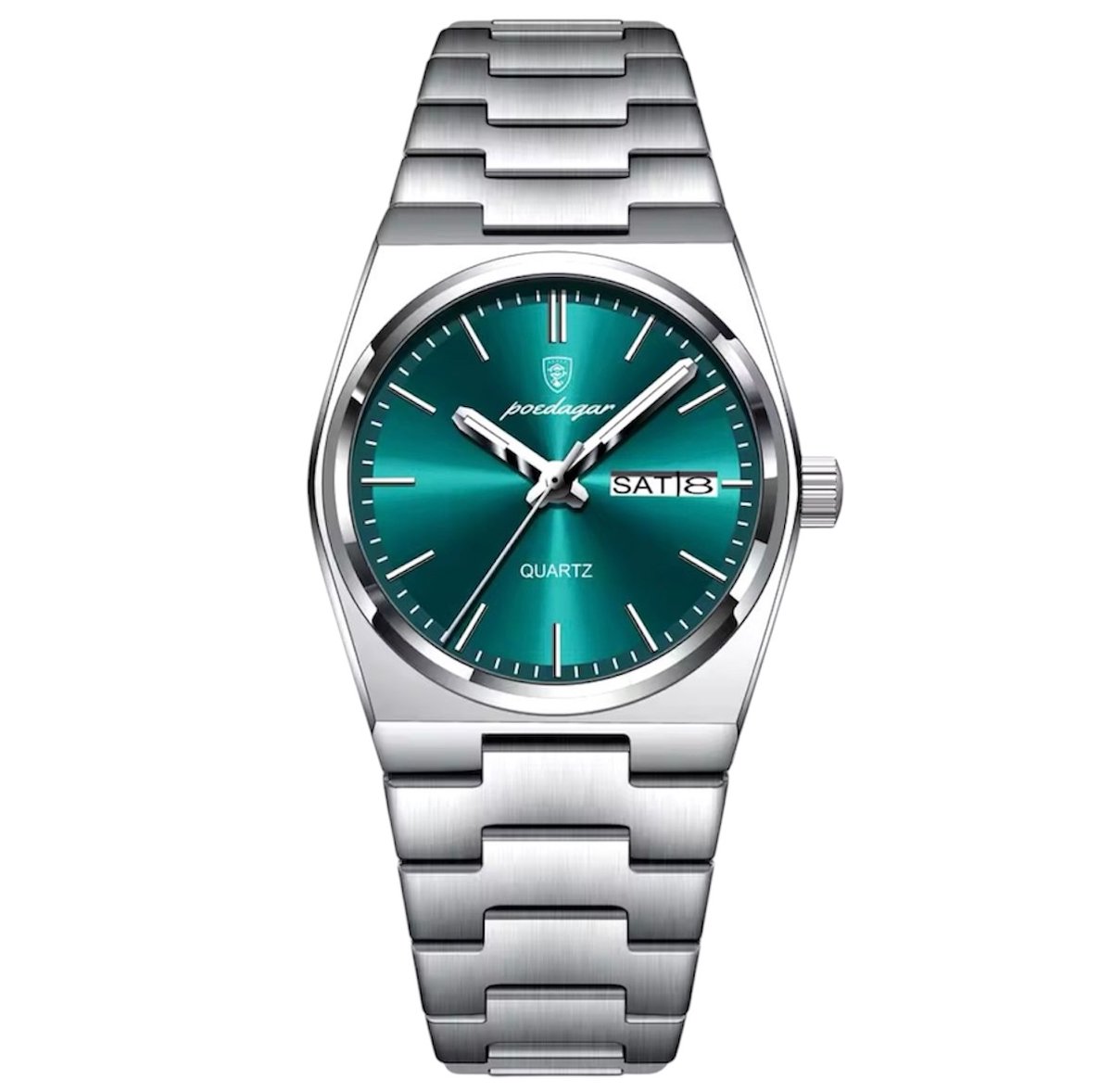 Luxe Herenhorloge - Polshorloge - Heren - Cadeau - Horloge - Geschenkdoos - Mannen - Zilver Groen - RVS