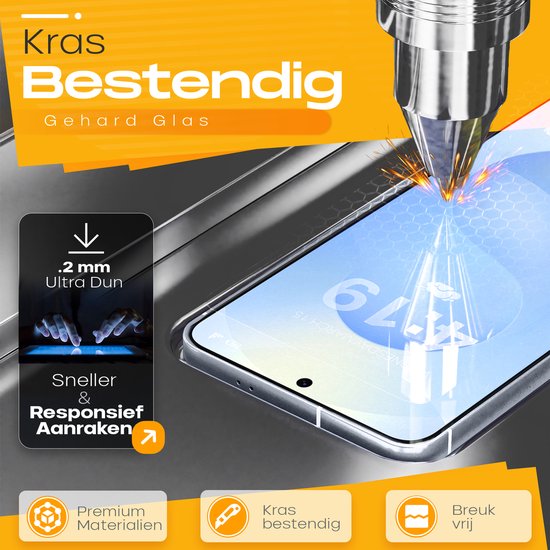 Krasbestendig gehard glas, 0.2 mm ultra dun, sneller en responsief aanraken. Premium materialen, breukvrij.